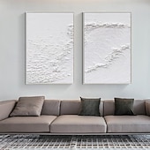 cheap Landscape Paintings-Handmade 3d white wave oil painting Wabi sabi oil painting handmade Wall Art Beige Abstract Painting Canvas A Pair Beige Texture wave painting Wall Art Neutral Abstract Wall Art Wall Decor