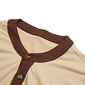abordables T-shirt Henley décontracté-Homme T-shirt Chemise Henley Manche Courte Couleur Unie Mode Designer Confortable Patchwork Boutons Henley Occasionnel Quotidien Extérieur Été Kaki T-shirt Henley