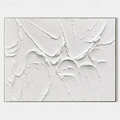 お買い得  風景画-大きな手作りの 3D ホワイト ミニマリスト ビーチ ペインティング 手描きのテクスチャ ウォール アート 海の波の絵画 キャンバス わびさび ウォール アート ペインティング リビングルーム用 ペインティング ファッション デコレーション