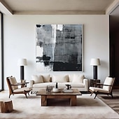 abordables Peintures Abstraites-Peinture à l&#039;huile noire 3D faite à la main sur toile, grand couteau à palette texturé abstrait peint à la main, peinture à l&#039;huile boho, art mural personnalisé, œuvre minimaliste contemporaine pour