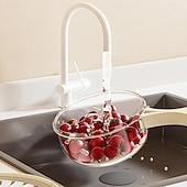 cheap Kitchen Storage-Fruit Strainer Colander Bowl Fruit Drain Basket with Lid Foldable Handle Cleaning Colander Plastic Refrigerator Crisper Kitchen Box Food Storage Container for Fridge Outdoor Picnic Pasta Salad Berry