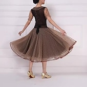 billige Ballroomkjoler-Ballroom-dans Kjole Drapert Tvinning Dame Ytelse Fest Kortermet Netting Blonder