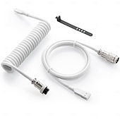 levne Kabely-spirálový kabel usb c klávesnice pro herní klávesnici dvouobjímkový kabel mechanické klávesnice s odnímatelným kovovým aviátorem 1,5 m usb-c na usb-a