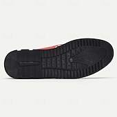 abordables Chaussures sans lacets &amp; mocassins-Baskets en similicuir à motif pied-de-poule rouge et noir pour hommes avec design à lacets et semelle coussinée - chaussures décontractées tendance pour un usage quotidien