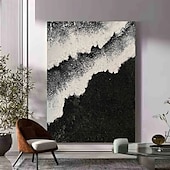abordables Peintures paysages-fait à la main 3d vague noire peinture à l&#039;huile sur toile grand couteau à palette texturé abstrait peint à la main boho peinture à l&#039;huile art mural personnalisé œuvre d&#039;art minimaliste contemporaine