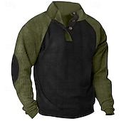 abordables Sudaderas Básicas_-Hombre Sudadera Sudadera con un cuarto de cremallera Albaricoque Negro Vino Verde Ejército Rojo Media cremallera Bloque de color Deporte Diario Festivos Pana Ropa de calle Básico Casual Primavera