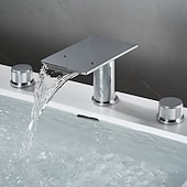 billige Baderomskraner-Vaskekran for baderom - Foss galvanisert Montere Utsiden Enkelt håndtak tre hullBath Taps