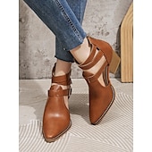 levne Block Heels-Dámské Podpatky Venkovní Denní Blokovat patu Palec do špičky Na běžné nošení Minimalismus Umělá kůže Spona Modrá Hnědá