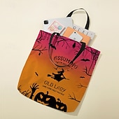 levne Tašky-dámská kabelka s tématem halloween s designem čarodějnice a úplňku - ideální pro halloween a každodenní použití