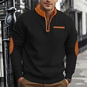 economico Felpe di base-Per uomo Felpa con zip Compatto Nero Vino Blu marino Grigio chiaro Grigio scuro Colletto Mao mezza cerniera Color Block Tasche Ufficio Sportivo Informale Streetwear Essenziale Informale Primavera