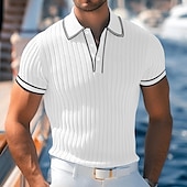 preiswerte Urlaub-Herren Poloshirt Golfhemd Arbeit Casual Kargen Gerippter Polokragen Kurzarm Basic Modern Farbblock Patchwork Taste Frühling Sommer Regular Fit Hellblau Weiß Burgunderrot Marinenblau Grau Poloshirt