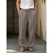 baratos Clássico-Homens Calças Calças de praia Com Cordão Perna reta Tecido Conforto Respirável Casual Diário Feriado Moda Estilo Clássico Verde Cáqui