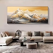 baratos Pinturas de Paisagens-Pintura a óleo sobre tela pintada à mão montanha dourada pinturas de paisagens sala de estar grande arte de parede pintura personalizada decoração de casa sem moldura