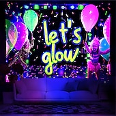 זול שטיחי קיר של Blacklight-blacklight שטיח uv תגובתי זוהר בחושך זוהר מסיבת ניאון רעיונות מסיבת זוהר מקלות מסיבה תלוי שטיח קיר אמנות קיר ציור קיר לחדר שינה בסלון