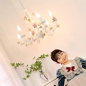 economico Luci a sospensione-lampada a sospensione a led 3/6/8 luci stile nordico lampada in ferro battuto rosa pastorale lampadario sputnik illuminazione stile candela e14 soggiorno camera da letto 110-240v