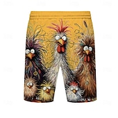 cheap Animals &amp; Birds-Men&#039;s Animal Chick Swimming Trunks Board Shorts Shorts Mid Waist Fashion Streetwear Designer Casual Daily Holiday Pocket Drawstring Elastic Waist Designer Clothing Apparel