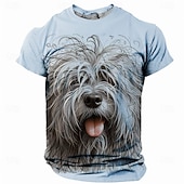  Men's Dog Funny T Shirt Short Sleeve T shirt 3D Print Crew Neck Shirt Retro Vintage Casual Street Casual Bar Light Blue White Khaki Spring & Summer Clothing Apparel S M L XL XXL XXXL