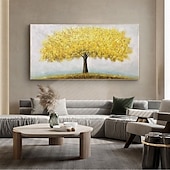 preiswerte Blumen-/Botanische Gemälde-großes handgemaltes 3D-Ölgemälde auf Leinwand mit goldenem Baum, handgefertigtes Herbstlandschaftsgemälde, handgefertigte Wandkunst, botanisches Messergemälde, leichtes luxuriöses Ölgemälde mit