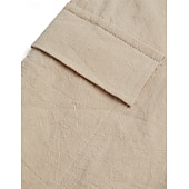 cheap Retro-Men&#039;s Shorts Linen Shorts Summer Shorts Beach Shorts Drawstring Elastic Waist Multi Pocket Plain Knee Length Outdoor Beach Hawaiian Casual White 1 Green 1# Inelastic
