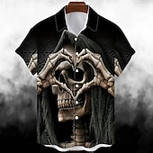 abordables Camisas-Víspera de Todos los Santos Calavera Calabaza Camisas hawaianas Camisa hawaiana Estampado Para Hombre Adulto Víspera de Todos los Santos Carnaval Mascarada Impresión 3D Fiesta Víspera de Todos los