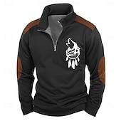levne Pánské 3D mikiny-Pánské Vlk Mikiny Čtvrtletní mikina na zip Dlouhý rukáv Mikina Stojáček Poloviční zip Základní Vintage Retro 3D tisk Lovecká Zip Poloviční zip Zima Jaro &amp; podzim