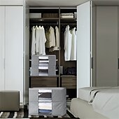cheap Storage &amp; Organization-1/2/3pcs Foldable Storage Bag Set with Handles &amp; Lids - Versatile Organizer for Clothes Bedroom Kitchen Bathroom Supplies - Durable Non-Woven Fabric TSA Approved - Gray