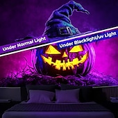 economico arazzi da parete di halloween-decorazioni di halloween arazzo con luce nera uv reattivo fosforescente festa fosforescente casa stregata psichedelico trippy nebbioso arazzo appeso arte murale per soggiorno camera da letto fantasma