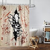 お買い得  ハロウィンバス-ハロウィンシャワーカーテン アビスゴシックローズスカルシャワーカーテン - モダンな洗濯機洗い可能な防水ポリエステル生地で浴室の装飾に - フック12個付き