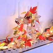 ieftine Acumulatoare-1 buc decorațiuni de Ziua Recunoștinței șir lumini 1,7 m 20 led simulare de toamnă lumini din trestie de artar alimentate cu baterie Ziua Recunoștinței petrecere acasă balcon decor grădină