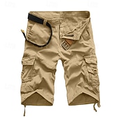 Men's Cargo Shorts Bermuda shorts Hiking Shorts Multi Pocket Straight Leg Plain Knee Length Work Daily Holiday Classic Casual Black Army Green Inelastic3