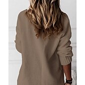 abordables Pulls et hauts-Femme Pull Chandail Pull décontracté Mode Vêtement de rue mode Couleur unie Col V Col en V manche longue Hauts réguliers Tricoter Travail Noir Blanche Automne Hiver