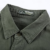 voordelige Werkhemden voor heren-Voor heren Overhemd Werkkleding shirts Werkhemden Overhemd met knopen Cargoshirt Zwart khaki Leger Groen Donkerblauw Beige Lange mouw Effen Revers Vakantie Feestdagen Voorvak Kleding Modieus Casual