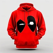 baratos moletons 3d masculinos-Homens Gráfico Careta Moletom Moletons Moletom Manga Longa Moletom com capuz Com Capuz Legal Impressão 3D Vermelho Outono Inverno Designer
