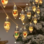 economico Luci di Natale-luci a forma di omino di pan di zenzero luci a forma di fata di Natale, luci a forma di lampadina per albero di Natale 1,5 m 10 led alimentati a batteria luci decorative per feste di Natale