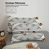 Недорогие Комплекты пододеяльников-Роскошный комплект постельного белья из трех предметов с абстрактной пчелой и геометрическими цветовыми блоками - элегантный и современный дизайн - включает пододеяльник и наволочки - мягкая и