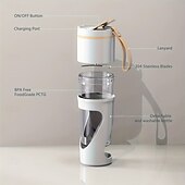 お買い得  キッチン家電-USB充電式ポータブルブレンダー、取り外し可能、13.53オンス、スムージー、ミルクセーキ、ジュース用、加熱機能なし、4000mAhのジューサーカップ