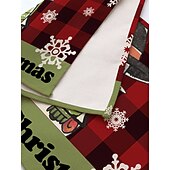 abordables Figuras coleccionables-Juego de 4 manteles individuales navideños de algodón y lino para mesa de Navidad de temporada de invierno con muñeco de nieve &amp;Diseño de reno para decoración de interiores y exteriores, para fiestas,