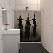 cheap Halloween Bath-Halloween Flower Witch Shower Curtain Modern Machine Washable Waterproof Polyester Fabric Used for Bathroom Decoration Bathtub with 12 Hooks