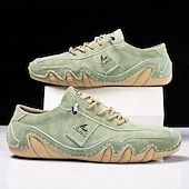 cheap Men&#039;s Sneakers-Men&#039;s Green Casual Faux Leather Sneakers with Unique Stitching and Lace-Up Design, Comfortable and Stylish for Everyday Wear