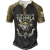 Χαμηλού Κόστους T-shirt Halloween-Ανδρικά Halloween Γραφική Νεκροκεφαλές Γράμμα Μπλουζάκι Πουκάμισο Henley Κοντομάνικα Κοντομάνικο 3D εκτύπωση Υψηλής Ποιότητας Βασικό Κλασσικό ΕΞΩΤΕΡΙΚΟΥ ΧΩΡΟΥ Καθημερινά Αθλητικά Καλοκαίρι