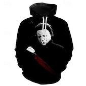 levne Mikiny s kapucí-předvečer Všech svatých horor Michael Myers Kapuce Pullover Anime 3D Přední kapsa Grafika Pro Pro páry Pánské Dámské Dospělé předvečer Všech svatých Karneval Plesová maškaráda 3D tisk Párty Běžn
