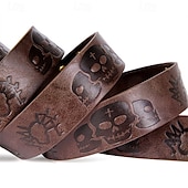 preiswerte Herren-Gürtel-Herren Gürtel Hüftgurt Schwarz Braun PU Aleación Retro Einstellbar Totenkopf Motiv Kürbis Halloween Täglich