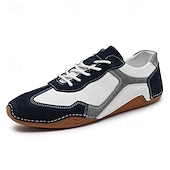 ieftine Adidași Bărbați-adidași sport de piele de căprioară, verzi și albi, pentru bărbați, cu design cu șireturi - comozi și stilați pentru ținute casual și atletice