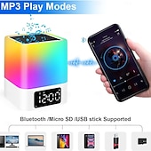 cheap Smart Lights-LED Smart Light Speaker with Alarm Clock, Wireless Bluetooth Multi-Color Bedside Lamp, 7-Color Changing, Timer Wake-Up Light, Perfect Christmas and Birthday Gift for Teenage Boys and Girls