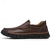 levne Pánské nazouváky a mokasíny-pánské pohodlné hnědé slip-on mokasíny s polstrovanou podrážkou a odolným prošíváním, ideální pro každodenní běžné nošení