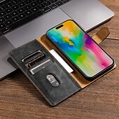 お買い得  iPhone用ケース-電話 ケース 用途 iPhone 16 Pro Max プラス iPhone 15 14 Pro Max Plus iPhone 13 12 11 Pro Max Mini ウォレットカードケース スタンド付き 磁石バックル カード挿入口 レトロ風 TPU PUレザー