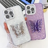 お買い得  iPhone用ケース-電話 ケース 用途 iPhone 16 Pro Max プラス iPhone 15 14 Pro Max Plus iPhone 13 Pro Max バックカバー スタンド付き カメラレンズプロテクター 耐衝撃 バタフライ 仕上げ PC