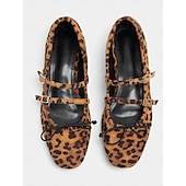 economico Ballerine da donna-eleganti ballerine da donna con stampa leopardata: design elegante con cinturini con dettagli allacciati, perfette per outfit casual e look alla moda