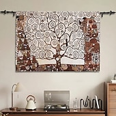 economico Arazzi tessuti jacquard-arazzo tessuto jacquard gobelin aubusson arte da parete appeso grande arazzo riproduzione telaio intreccio di cotone albero della vita arazzo belga (senza nappe e asta)
