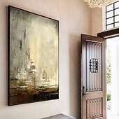 お買い得  静物画-抽象油絵 手描き キャンバスに描かれた抽象油絵 抽象 &amp;モダンな手描きの壁アート、キャンバスに手描き、絵画、アートワーク、ホームデコレーション、オフィスデコレーション